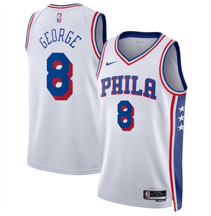 Mens Philadelphia 76ers #8 Paul George White Association Edition Stitched Jersey Dzhi->philadelphia 76ers->NBA Jersey